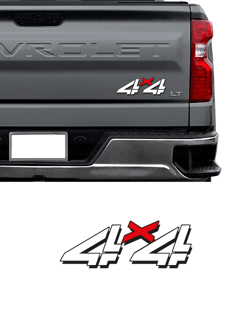 Adesivo Logo "4x4" Chevrolet - Bianco/Rosso