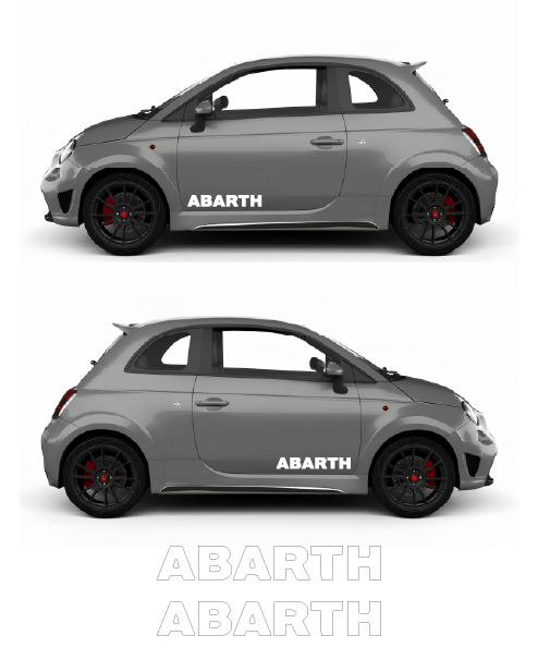 Kit Adesivi Laterali scritta Abarth - Bianco