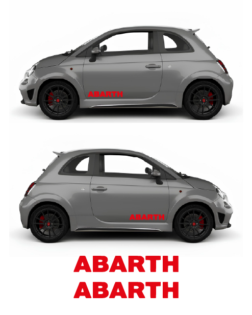 Kit Adesivi Laterali scritta Abarth - Rosso