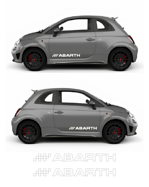 Kit Competizione Adesivi Laterali scritta Abarth - Bianco