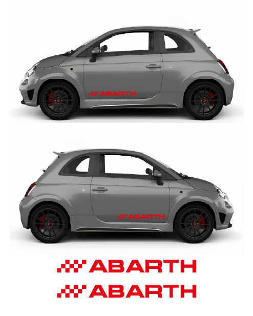 Kit Competizione Adesivi Laterali scritta Abarth - Rosso