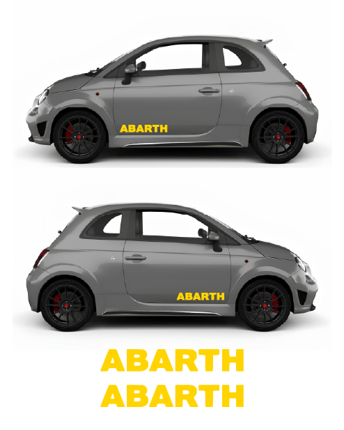 Kit Adesivi Laterali scritta Abarth - Giallo