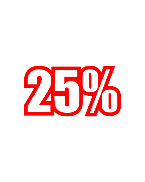 Adesivo scritta "25%"