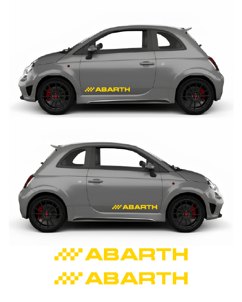 Kit Competizione Adesivi Laterali scritta Abarth - Giallo