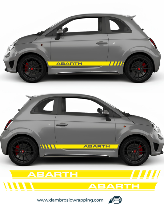 Kit Sport Fasce Adesive Laterali con scritta Abarth 595 / 695 - Gialle