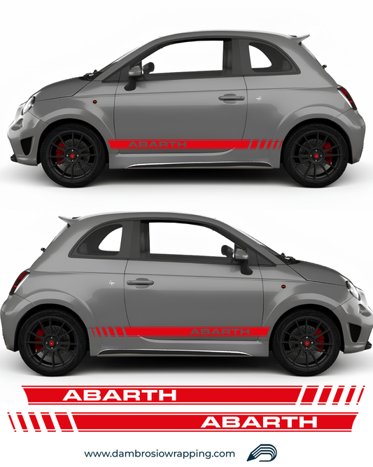 Kit Sport Fasce Adesive Laterali con scritta Abarth 595 / 695 - Rosse