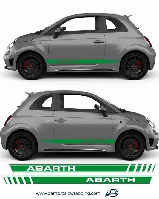 Kit Sport Fasce Adesive Laterali con scritta Abarth 595 / 695 - Verdi