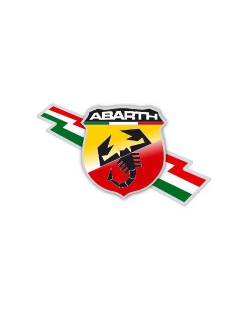 Adesivo Logo Abarth con Bandiera Italia effetto Metallo