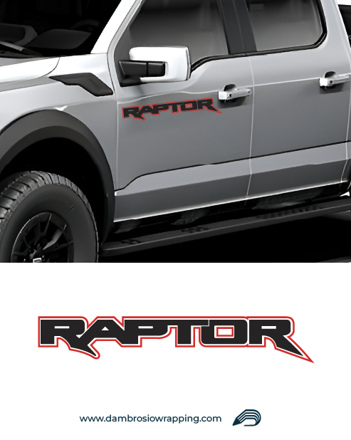 Adesivo scritta Raptor Rosso