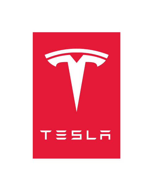 Adesivo Rettangolo Logo Tesla - Rosso