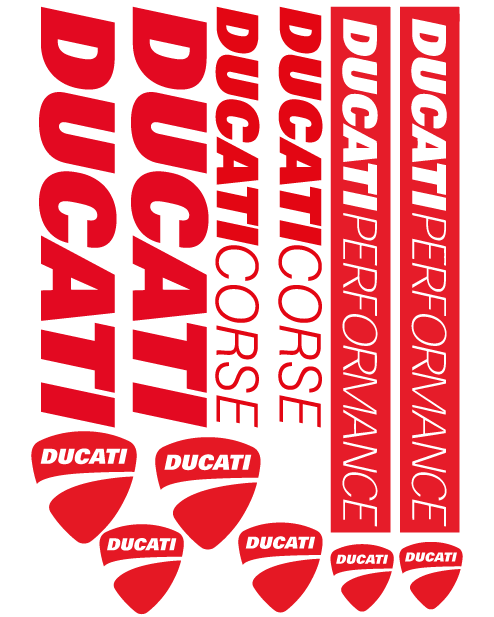 Foglio Kit 12 Adesivi Ducati colore Rosso