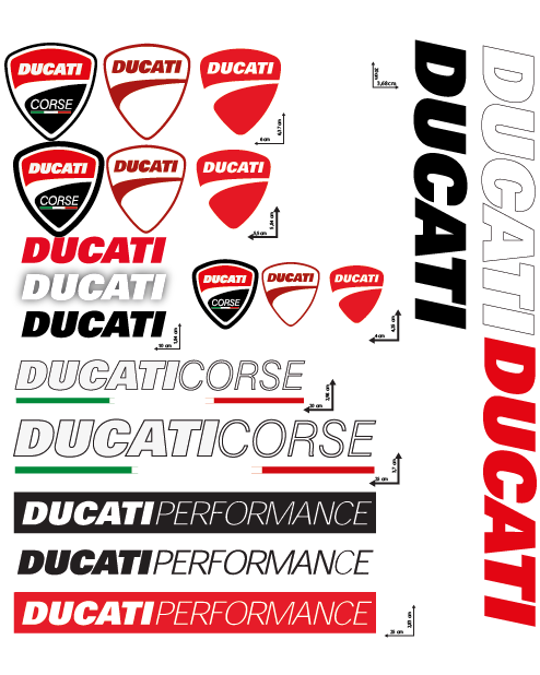 Foglio Kit 20 Adesivi Ducati Stampati