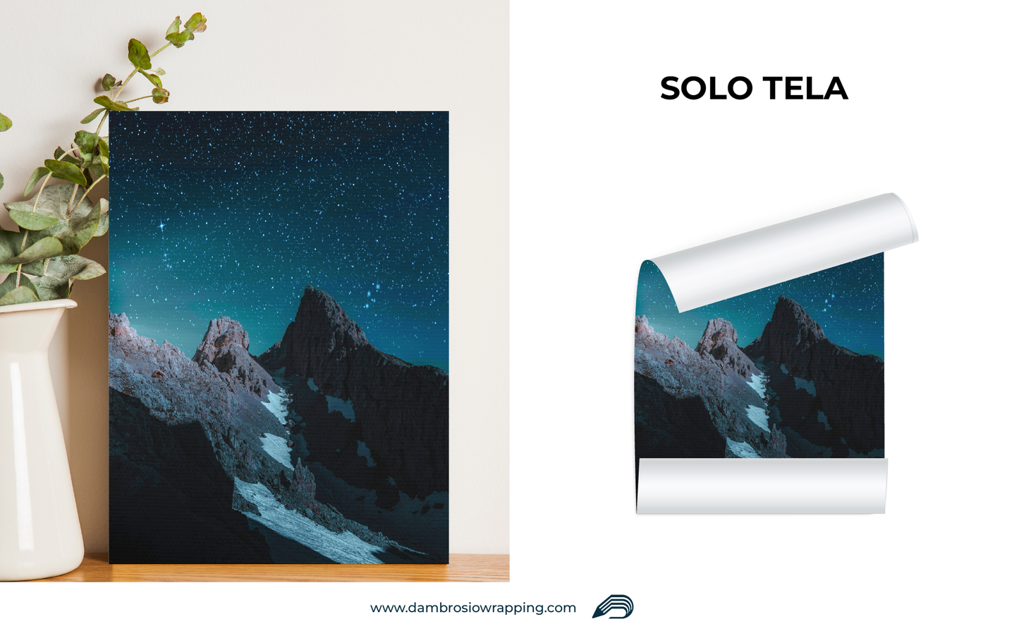 Tela / Quadro Montagne con Cielo Stellato