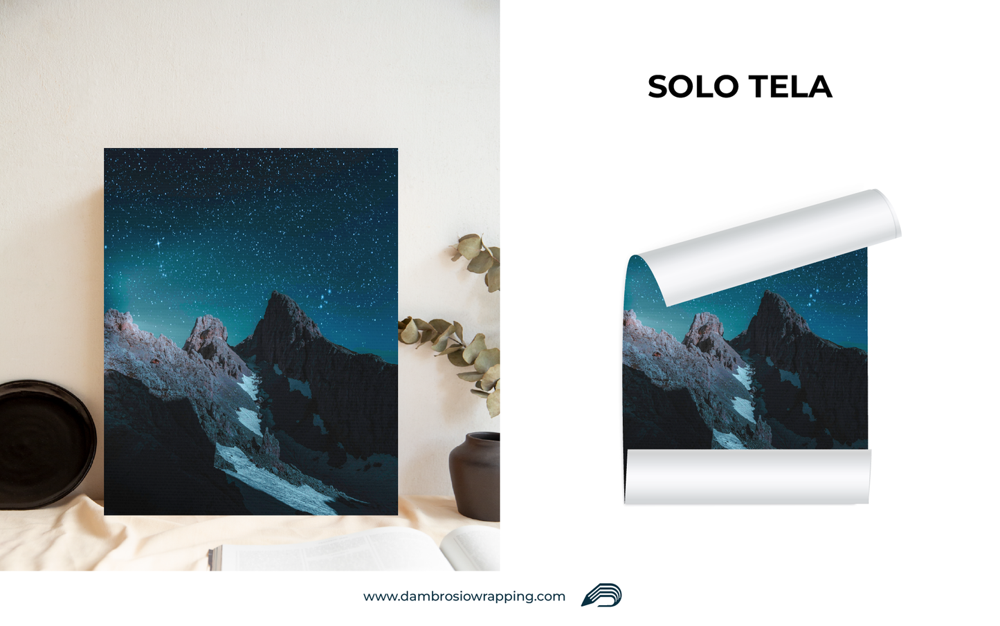 Tela / Quadro Montagne con Cielo Stellato