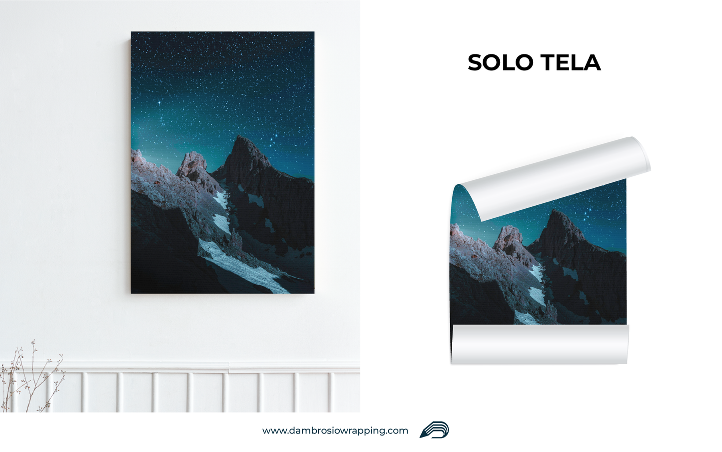 Tela / Quadro Montagne con Cielo Stellato